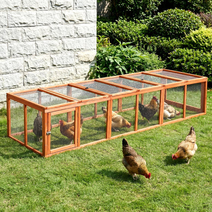 i.Pet Chicken Coop Wooden Pet Run Rabbit Hutch Large Outdoor Cage with Play Area Brown.