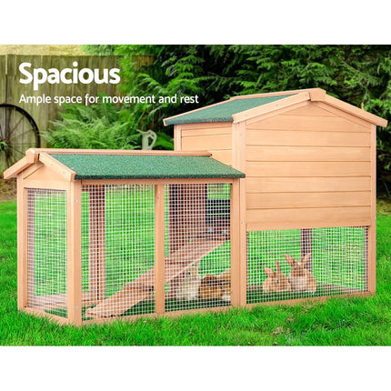 i.Pet Chicken Coop Rabbit Hutch 138cm x 44cm x 85cm Large Chicken Coop House Run Cage Wooden Outdoor.