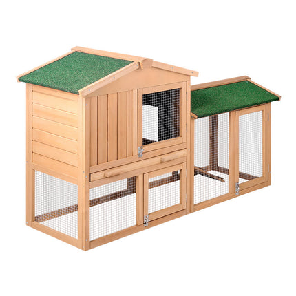 i.Pet Chicken Coop Rabbit Hutch 138cm x 44cm x 85cm Large Chicken Coop House Run Cage Wooden Outdoor.