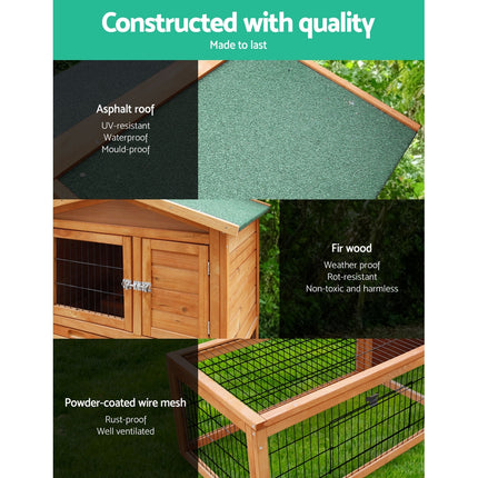 i.Pet Chicken Coop Rabbit Hutch 155cm x 49cm x 90cm Large Chicken Coop Wooden Run Cage House Outdoor.