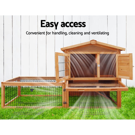 i.Pet Chicken Coop Rabbit Hutch 155cm x 49cm x 90cm Large Chicken Coop Wooden Run Cage House Outdoor.