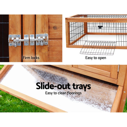 i.Pet Chicken Coop Rabbit Hutch 155cm x 49cm x 90cm Large Chicken Coop Wooden Run Cage House Outdoor.