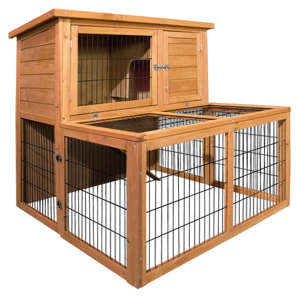 i.Pet Chicken Coop Rabbit Hutch 96cm x 96cm x 100cm Large Chicken Coop Run Wooden Cage Outdoor House.