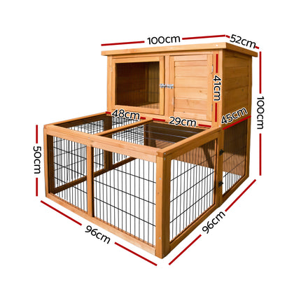 i.Pet Chicken Coop Rabbit Hutch 96cm x 96cm x 100cm Large Chicken Coop Run Wooden Cage Outdoor House.