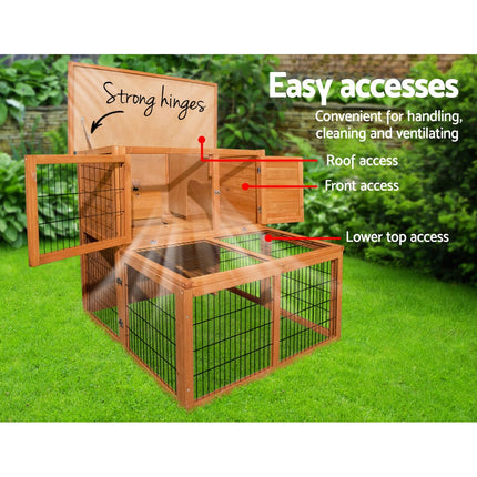 i.Pet Chicken Coop Rabbit Hutch 96cm x 96cm x 100cm Large Chicken Coop Run Wooden Cage Outdoor House.