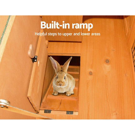 i.Pet Chicken Coop Rabbit Hutch 96cm x 96cm x 100cm Large Chicken Coop Run Wooden Cage Outdoor House.