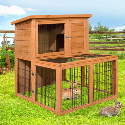 i.Pet Chicken Coop Rabbit Hutch 96cm x 96cm x 100cm Large Chicken Coop Run Wooden Cage Outdoor House.