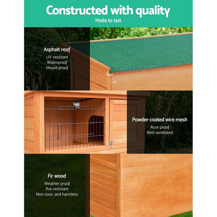 i.Pet Chicken Coop Rabbit Hutch 88cm x 40cm x 76cm Large Chicken Coop House Run Wooden Cage Outdoor.