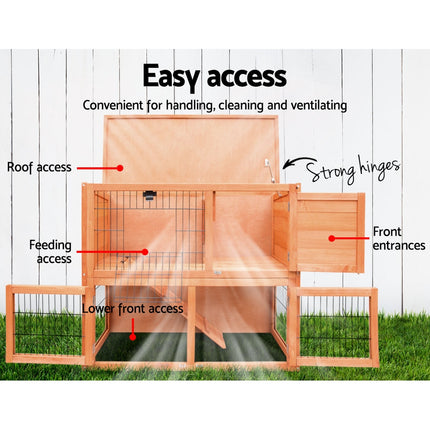 i.Pet Chicken Coop Rabbit Hutch 88cm x 40cm x 76cm Large Chicken Coop House Run Wooden Cage Outdoor.