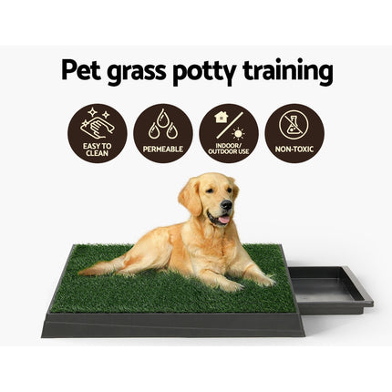 i.Pet Pet Training Pad Dog Potty Toilet Large Portable With Tray Grass 2 Mats.