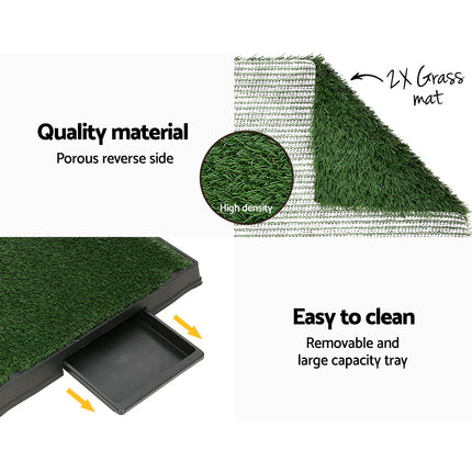 i.Pet Pet Training Pad Dog Potty Toilet Large Portable With Tray Grass 2 Mats.