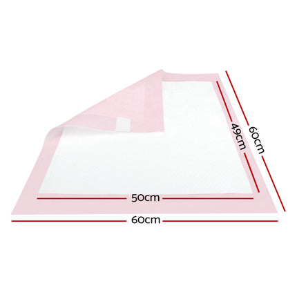 i.Pet Pet Training Pads 200pcs 60x60cm Puppy Dog Toilet Pee Indoor Super Absorbent Pink.