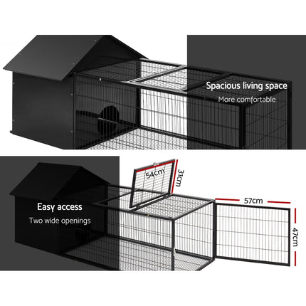 i.Pet Rabbit Cage Hutch 162x60cm Enclosure Metal.