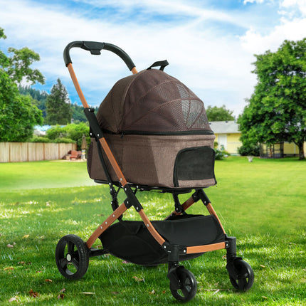 i.Pet Pet Stroller Dog Pram Large Cat Carrier Travel Foldable 4 Wheels Pushchair Double.
