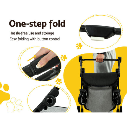i.Pet Pet Stroller Dog Pram Large Cat Carrier Travel Foldable Pushchair 4 Wheels.