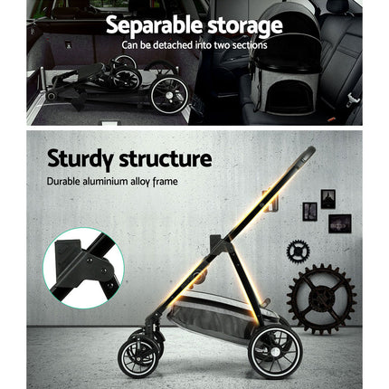 i.Pet Pet Stroller Dog Pram Large Cat Carrier Travel Foldable Pushchair 4 Wheels.