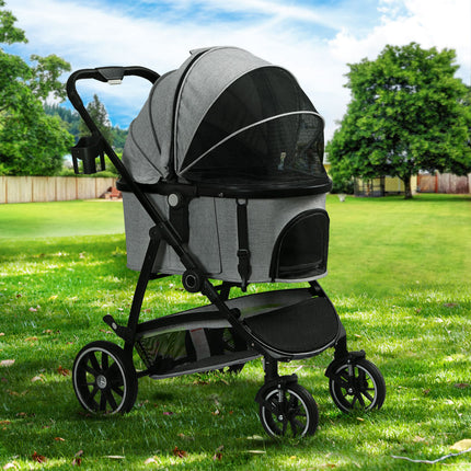 i.Pet Pet Stroller Dog Pram Large Cat Carrier Travel Foldable Pushchair 4 Wheels.
