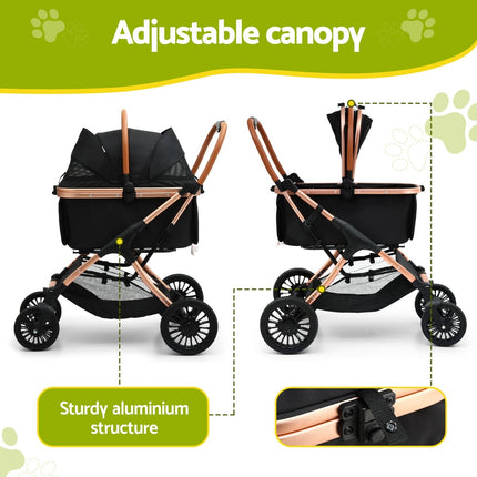 i.Pet Pet Dog Stroller Pram Large Cat Carrier Travel Pushchair Foldable 4 Wheels.