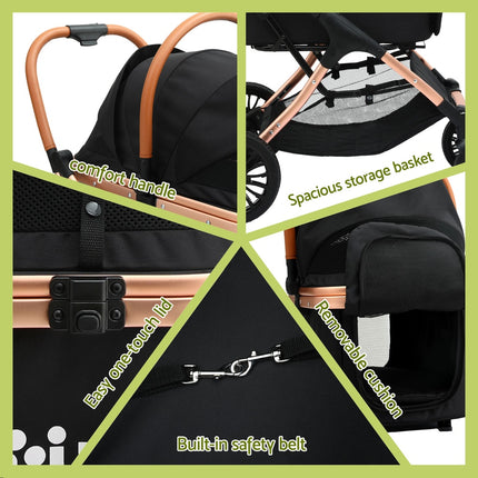 i.Pet Pet Dog Stroller Pram Large Cat Carrier Travel Pushchair Foldable 4 Wheels.