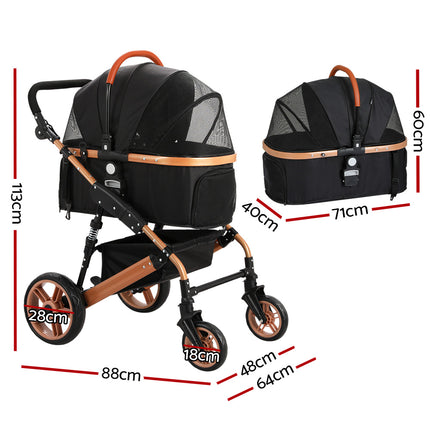 i.Pet Pet Stroller Dog Pram Large Cat Carrier Travel Foldable Pushchair 4 Wheels.