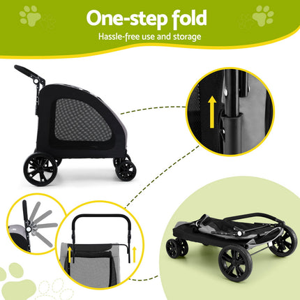 i.Pet Pet Stroller Dog Pram Large Carrier Cat Travel Foldable Strollers 4 Wheels Trolley.