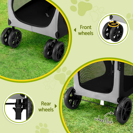 i.Pet Pet Stroller Dog Pram Large Carrier Cat Travel Foldable Strollers 4 Wheels Trolley.