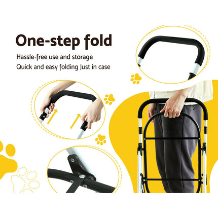 i.Pet Pet Stroller Dog Pram Large Cat Carrier Travel Foldable 4 Wheels Double.