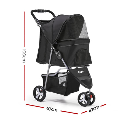 i.Pet Pet Stroller Dog Pram Cat Carrier Large Travel Pushchair Foldable 3 Wheels.
