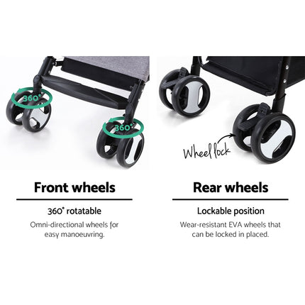 i.Pet Pet Stroller Dog Pram Cat Carrier Travel Large Pushchair Foldable 4 Wheels Grey.
