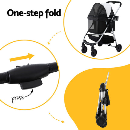 i.Pet Pet Stroller Pram Dog Cat Carrier Cage Large Travel Pushchair Foldable 4 Wheels.
