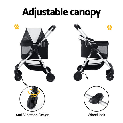 i.Pet Pet Stroller Pram Dog Cat Carrier Cage Large Travel Pushchair Foldable 4 Wheels.