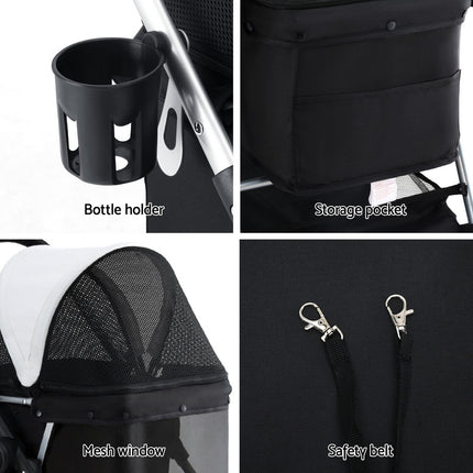 i.Pet Pet Stroller Pram Dog Cat Carrier Cage Large Travel Pushchair Foldable 4 Wheels.