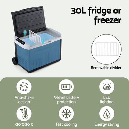Portable Fridge 30L Bar Fridges Camping Freezer 12V/24V/240V.