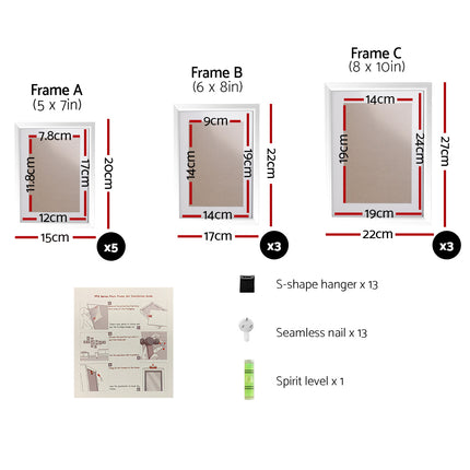 Artiss Photo Frames Art Holder 11PCS 5x7" 6x8" 8x10" White.