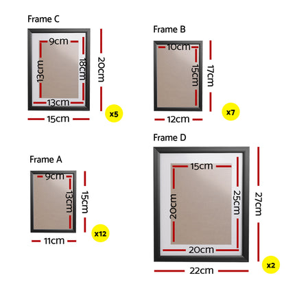 Artiss Photo Frames Art Holder 26PCS 8x10" 5x7" 4x6" 3.5x5" Black.