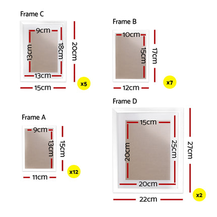 Artiss Photo Frames Art Holder 26PCS 8x10" 5x7" 4x6" 3.5x5" White.