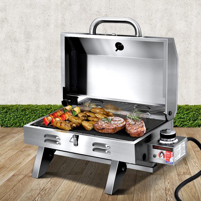 Grillz Portable Gas BBQ Grill with Double Sided Plate.