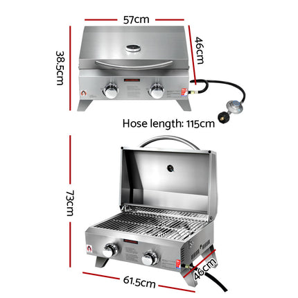 Grillz Portable Gas BBQ Grill 2 Burners.