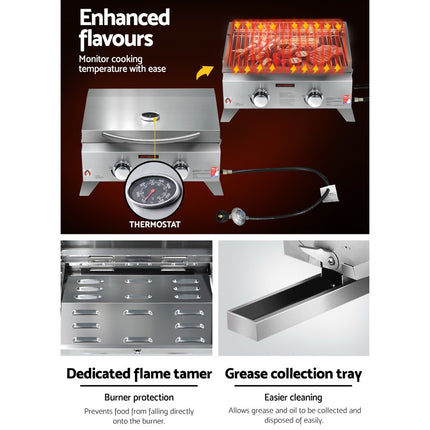 Grillz Portable Gas BBQ Grill 2 Burners.