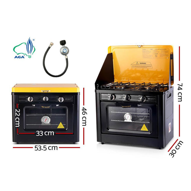 Devanti Portable Gas Oven LPG Black.