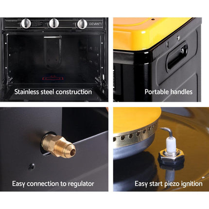 Devanti Portable Gas Oven LPG Black.