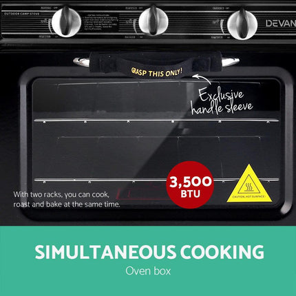 Devanti Portable Gas Oven LPG Black.