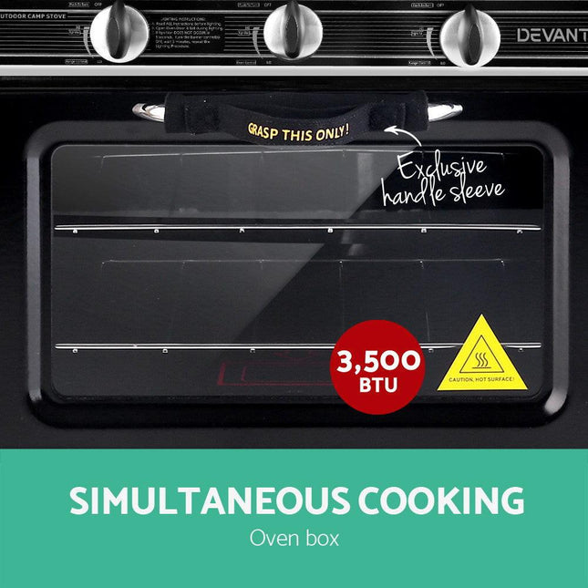 Devanti Portable Gas Oven LPG Silver.
