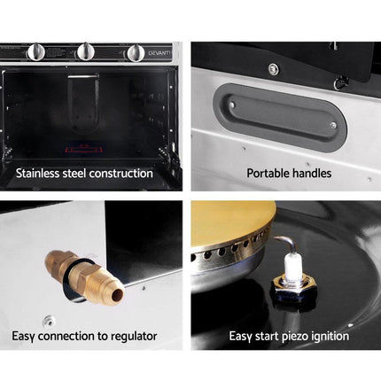 Devanti Portable Gas Oven LPG Silver.