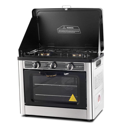 Devanti Portable Gas Oven LPG Silver.
