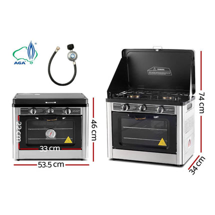 Devanti Portable Gas Oven LPG Silver.