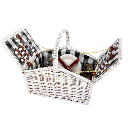 Alfresco 2 Person Picnic Basket Set Willow Vintage Baskets Insulated Blanket Bag.