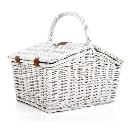 Alfresco 2 Person Picnic Basket Set Willow Vintage Baskets Insulated Blanket Bag.