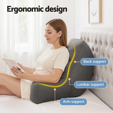 Giselle Reading Pillow Back Rest Lumbar Support Cushion Grey.