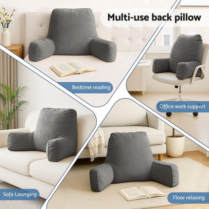 Giselle Reading Pillow Back Rest Lumbar Support Cushion Grey.